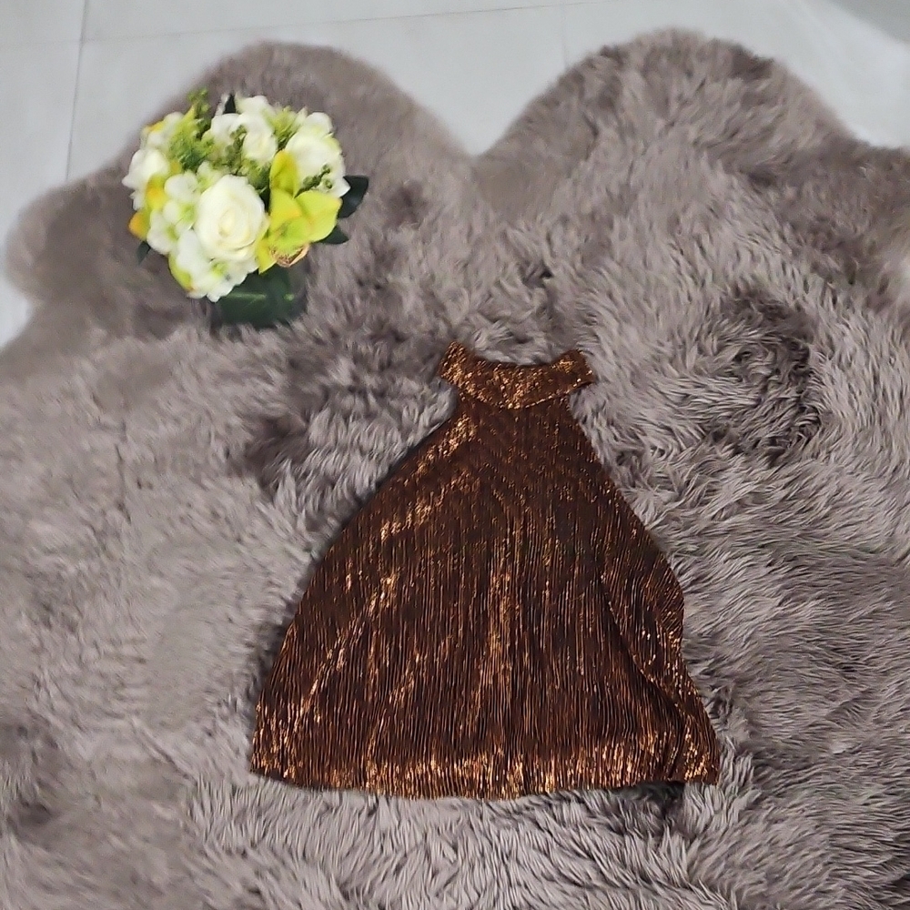 Shimmering Bronze Halter Dress
